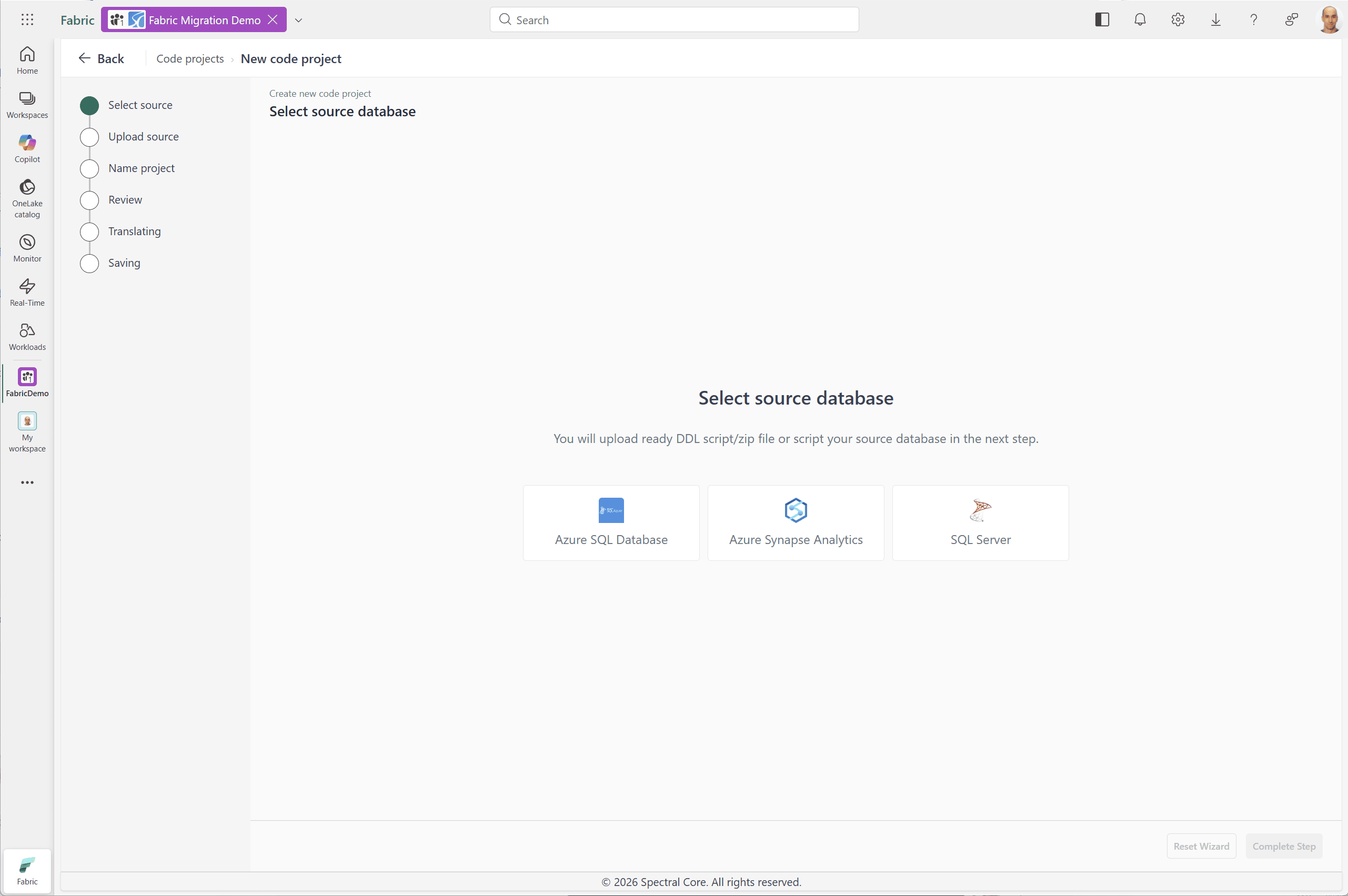 Creating code projects - Spectral Core