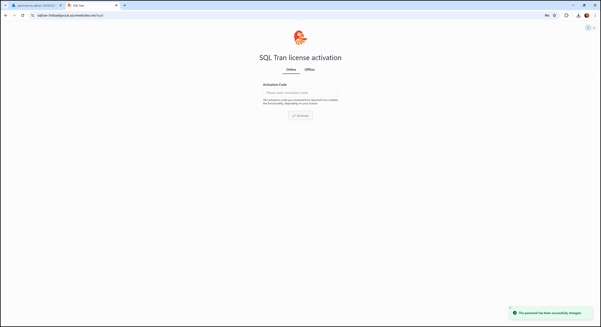 Deploying and activating - SQL Tran - Spectral Core