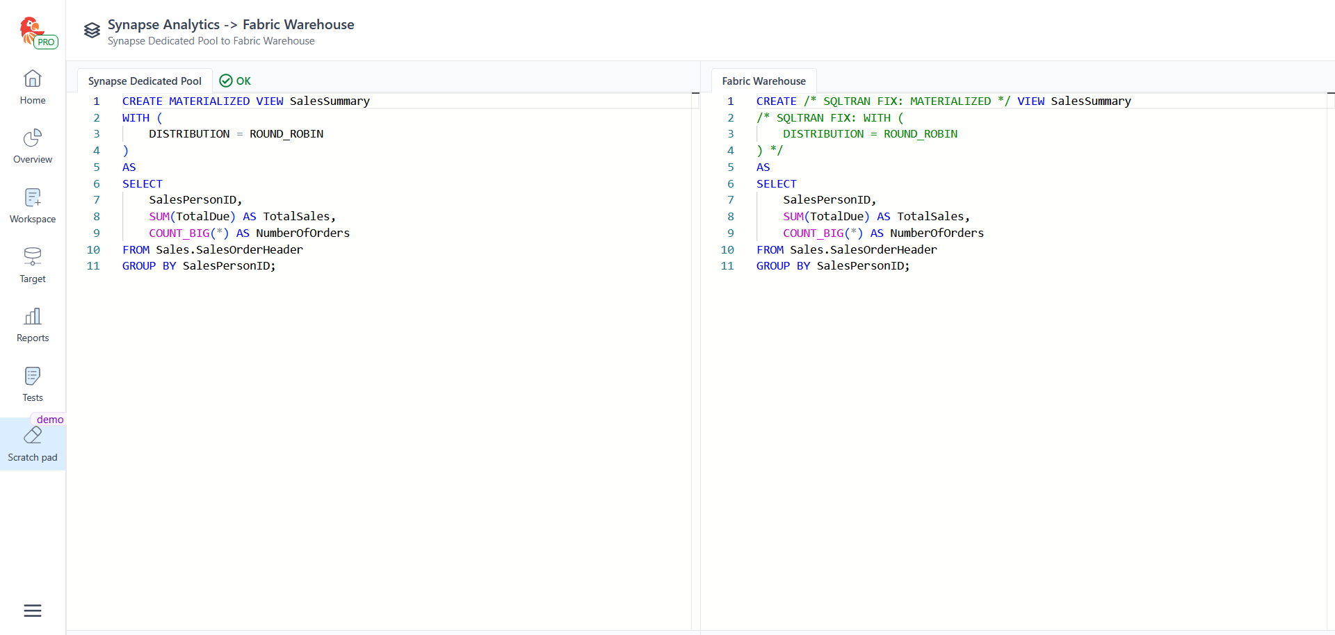 Materialized views - SQL Tran - Spectral Core