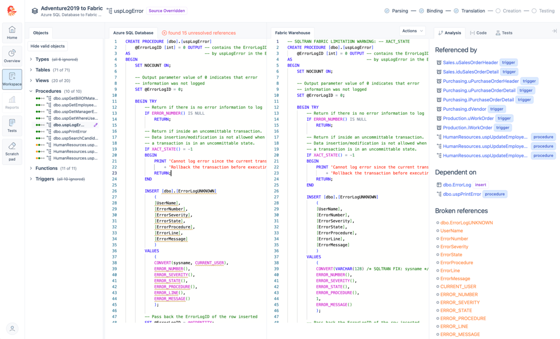 Data lineage - SQL Tran - Spectral Core