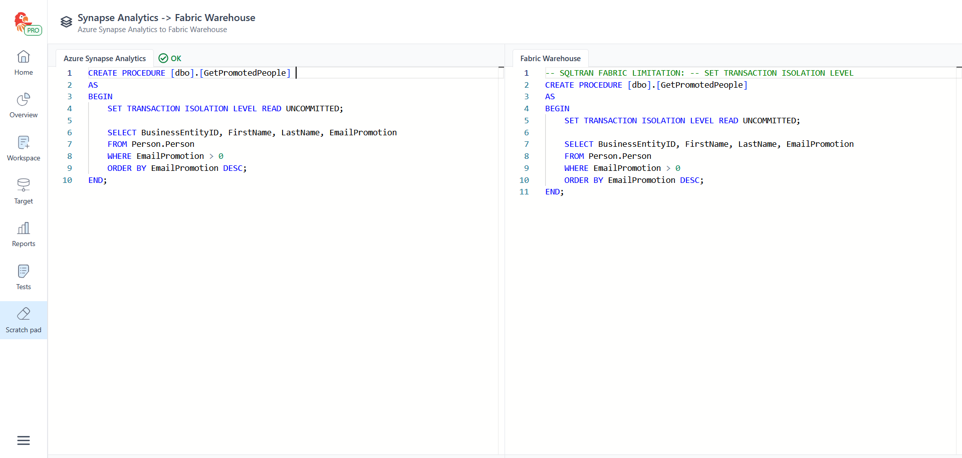 Limitation detection - SQL Tran - Spectral Core