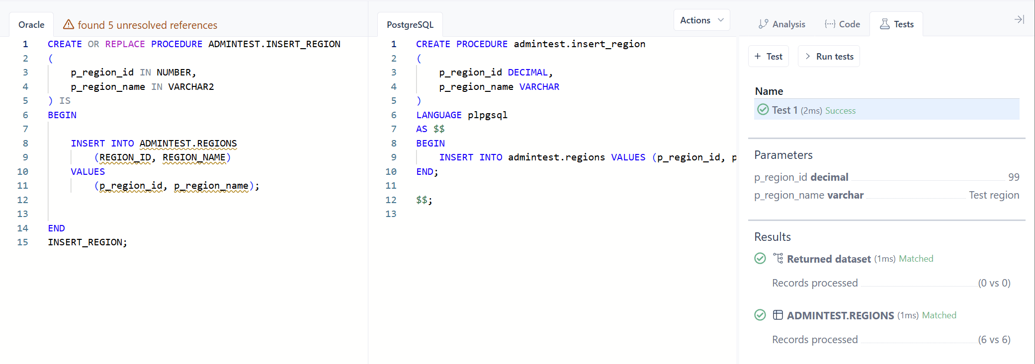Procedures - SQL Tran - Spectral Core