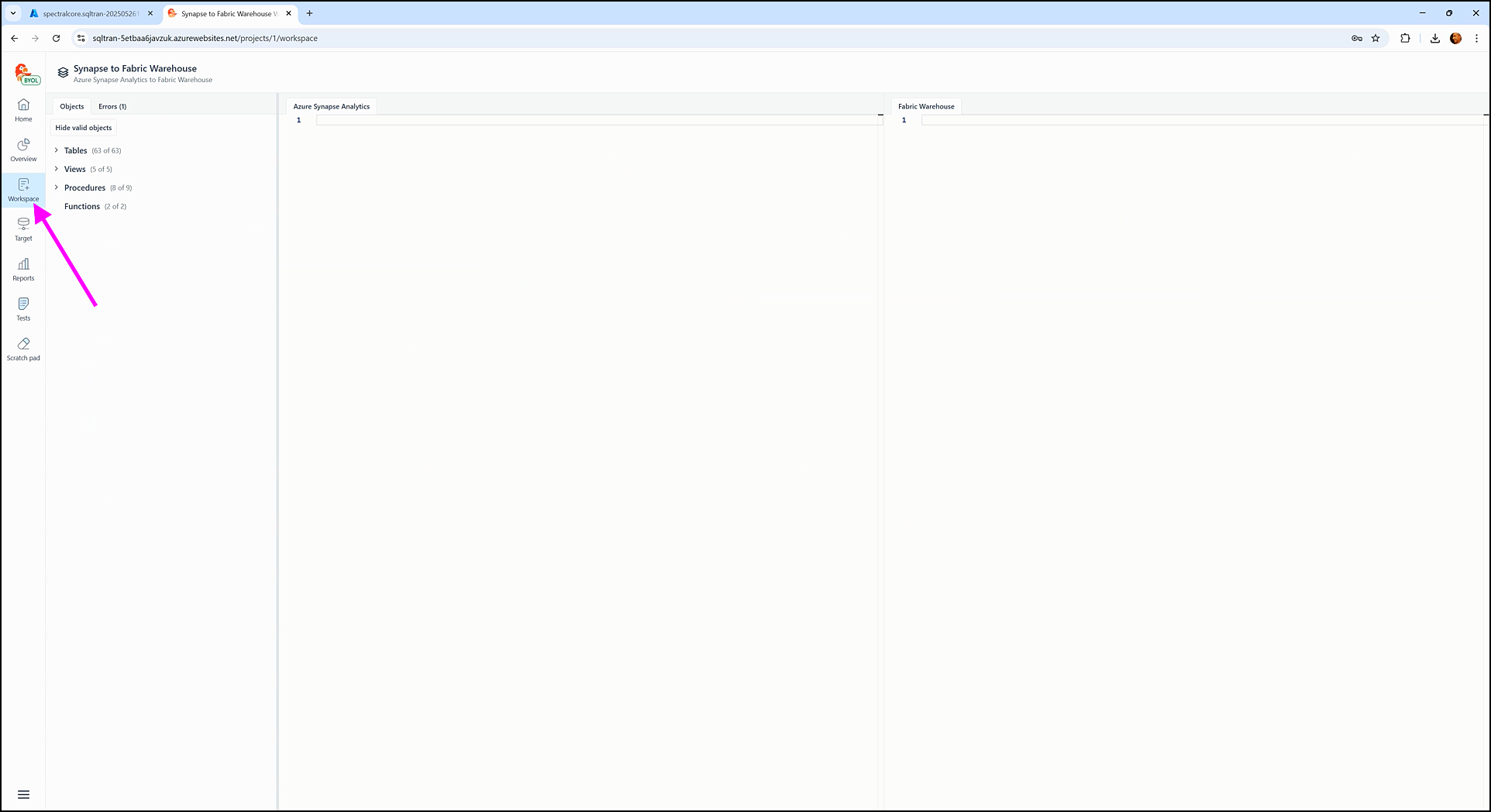 Fixing translation errors - SQL Tran - Spectral Core