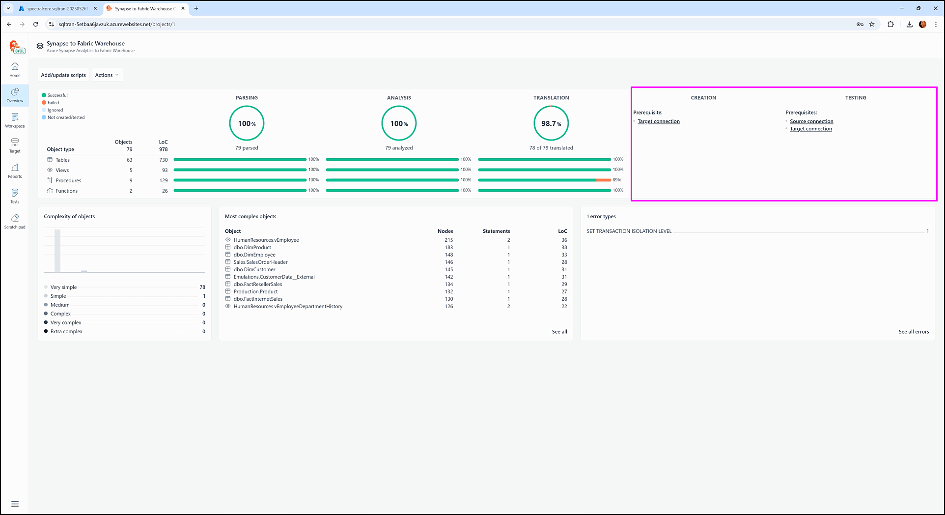 Testing with sql tran - SQL Tran - Spectral Core