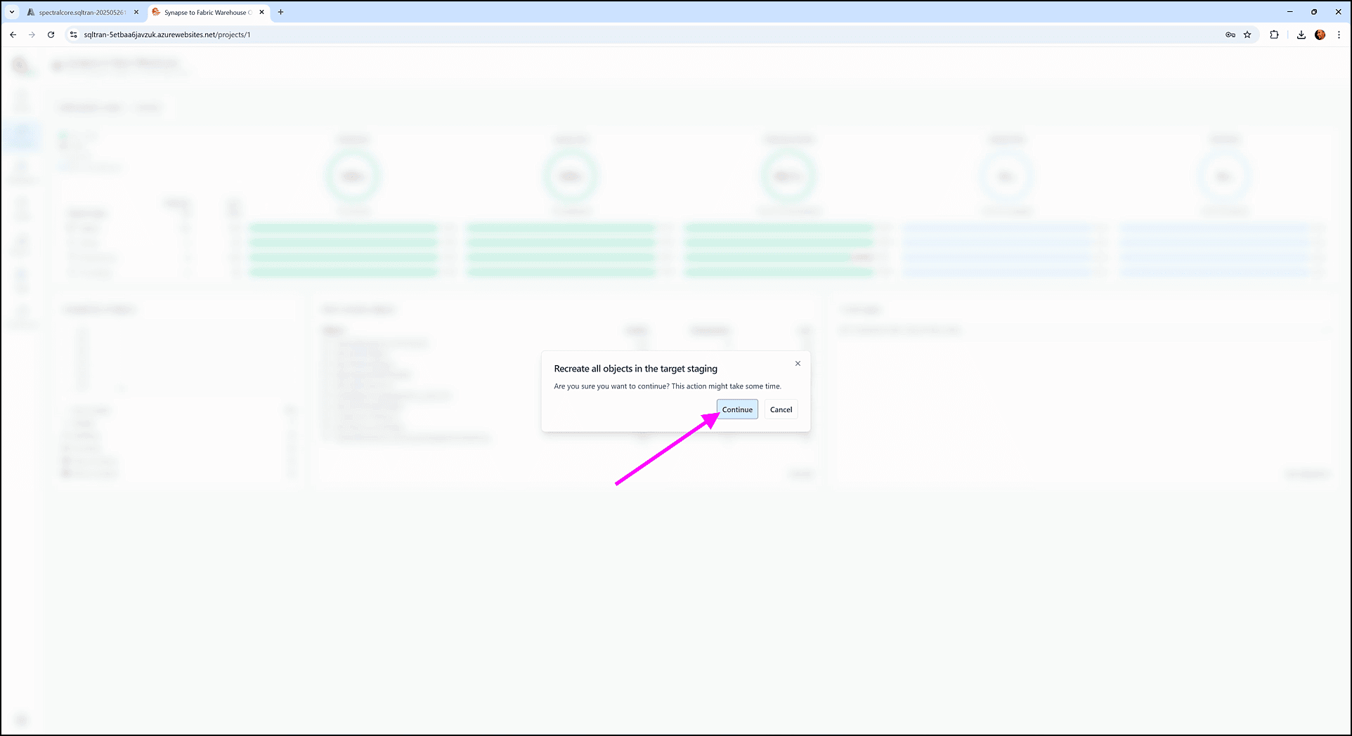 Creating the target staging schema - SQL Tran - Spectral Core