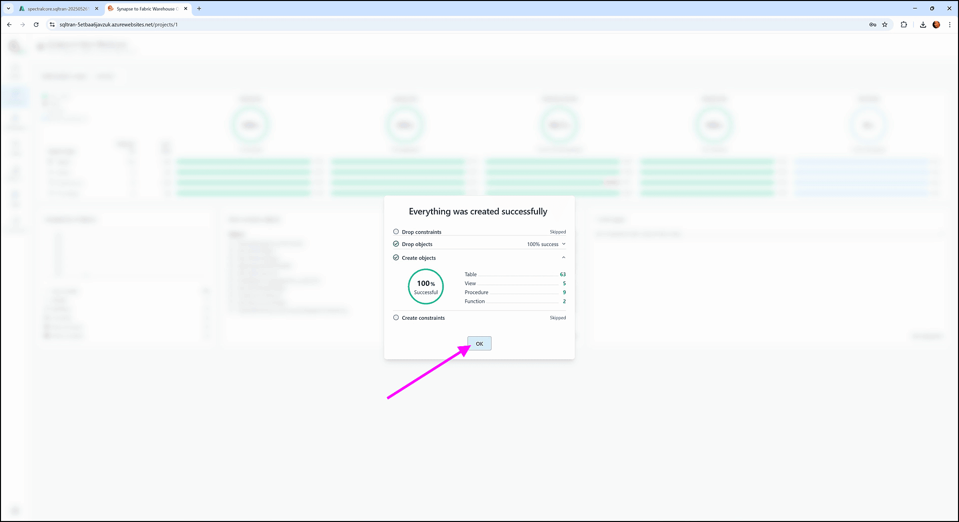 Creating the target staging schema - SQL Tran - Spectral Core