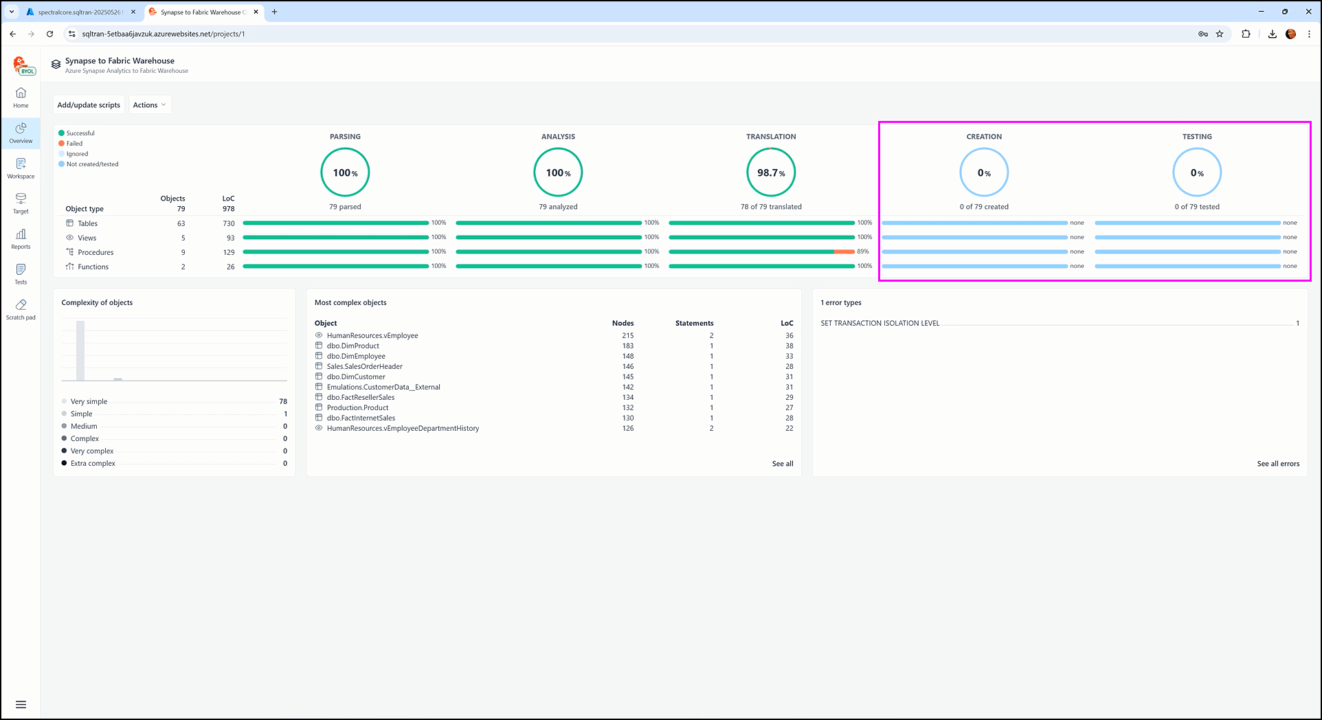 Connecting to staging databases - SQL Tran - Spectral Core