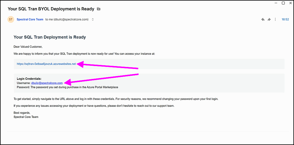 Deploying and activating - SQL Tran - Spectral Core
